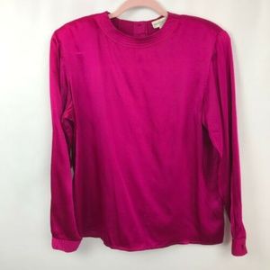Henri Bendel New York Hot Pink Silk Blouse Size 8